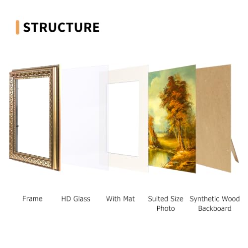 Image of 11x14 Vintage Picture Frames,Antique Frames with White Mat for 8x10 Picture,Gold Frames for Wall Decor,4 Pack Ornate Picture Frames,Gold