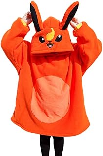Flareon Wearable Blanket Sweatshirt Sherpa Oversized Hoodie TV Blanket with Sleeves and Pockets One Size Fits All Orange