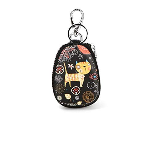Beiswin Modische Cartoon Schlüssel-Beutel-Frauen-Leder-Schlüssel-Mappen-Abdeckung Schlüsselhalter-Organisator-Speicher-Beutel-Frauen-Zubehör,Katze Cover