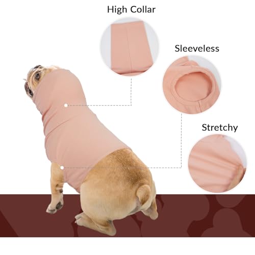 PUMYPOREITY Hundebody Nach Op, Ohrenschutz Hund Blutohr Hunde Body Shirt mit Hals Hundeohrschmerzen Hunde Ohrenschutz Silvester Beruhigungsweste(Hautrosa, XL)