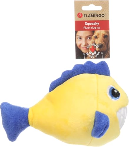 Flamingo Jouet Gebla Poisson Clown Jaune pour Chiens - 15x22,5x14cm - Résistant, Amusant et Stimulant pour l’Activité Mentale et Physique