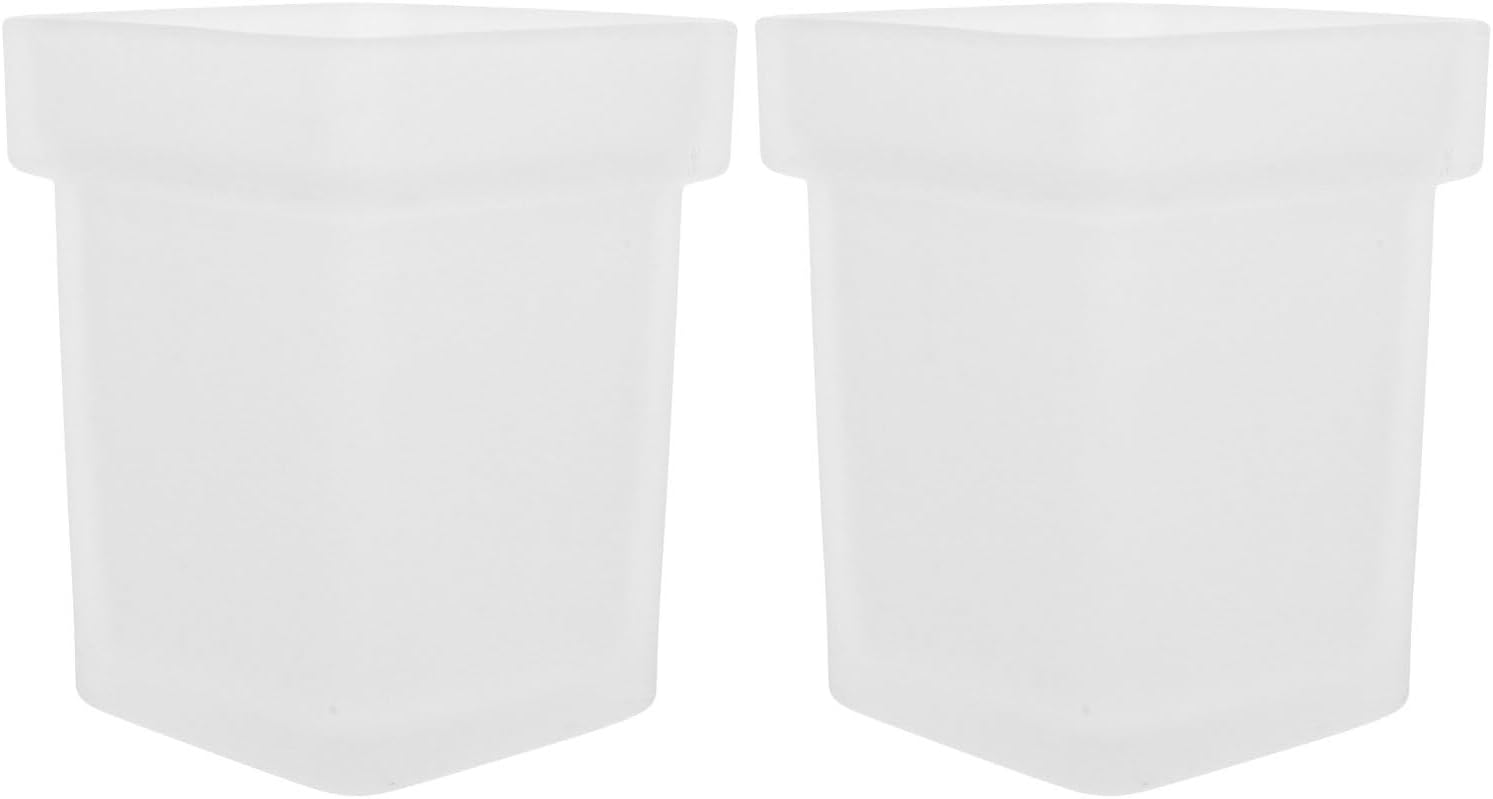 Generic 2pcs Square Glass Toilet Brush Holders with Scrubber Cups Anti-tip Bathroom Cleaning Tool Containers for Sanitary Storage Easy-Clean Surface for Home Hotel Office Use