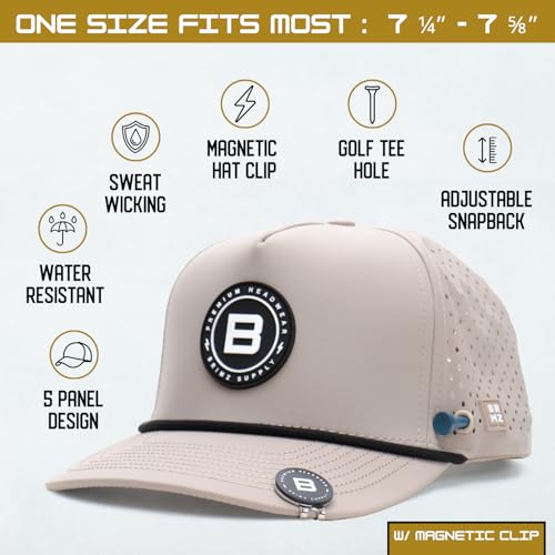 Image of BRIMZ Golf Performance Hat - Tee Holder & Magnetic Ball Marker - Breathable, Sweat & Water Resistant Golfing Snapback Hat