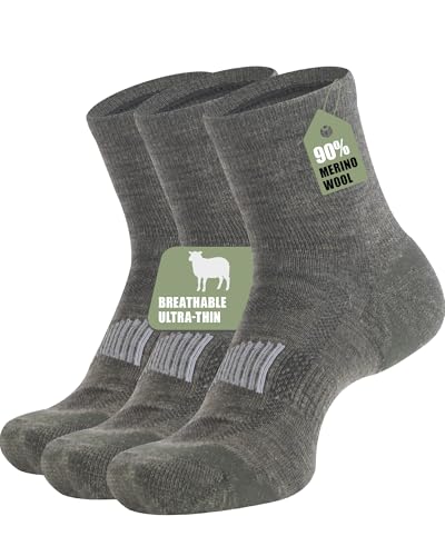 Image of 90% Merino Wool Socks for Men Athletic Ankle Socks for Women with Arch Support Breathable Soft Wool Ankle Socks,3 Pairs