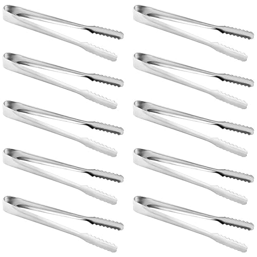 Homgaty 10Pcs Stainless Steel Ice Sugar Tongs Food Sweet Bread Cake Wedding Bar Bucket