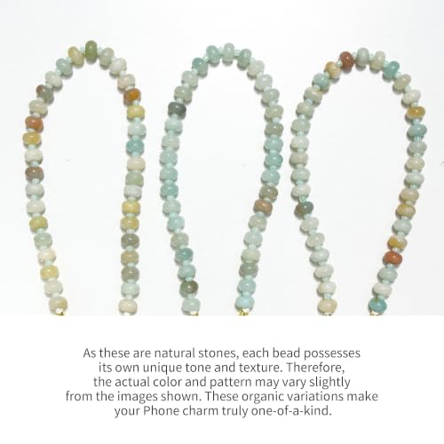 Image of POSADINA Natural Stone Phone Charm, Beaded Healing Phone Wrist Strap, Handmade Cellphone Chain Lanyard with Tether Tab