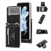 Produktbild ATISIJIE YUMIER Handyhülle für Samsung Galaxy Z Flip4 Hülle Leder Klappbar,Premium Leder Schutzhülle Wallet [Kartenfach] [Standfunktion] Cover Flip Case Klapphülle Black
