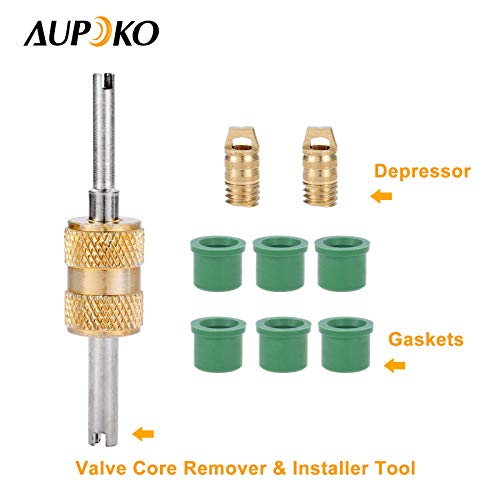 Aupoko AC Refrigerant Charging Hose with Ball Valve, 3-Color 60\" R410A HVAC Hoses Kit with 1/4’’ SAE Thread, with Valve Core Remover Kit for R410A R134A R12 R22 R502 R404 Air Condition Maintenance - Thumbnail 5