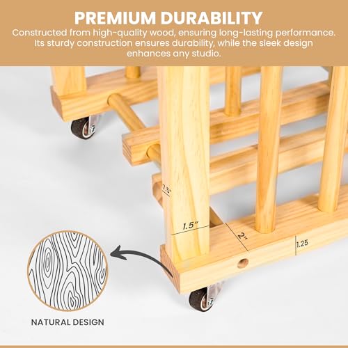 Image of Art Storage Rack and Art Rack for Studio Storage Organizer for Canvases - Paint Drying Rack with Adjustable Panels, Handles & Caster Wheels for Artwork - Canvas Boards - Frames & Prints