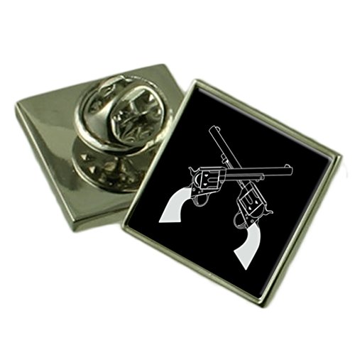 Pistolet revolver épinglette en argent sterling pour costume chic