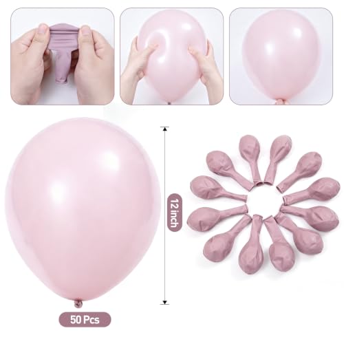 Image of KALOR 12 Inch Blush Off-White Balloons, 50 Pcs Latex Helium Balloons for Kid's Birthday Party, Baby Shower, Wedding, Graduate Party Decorations