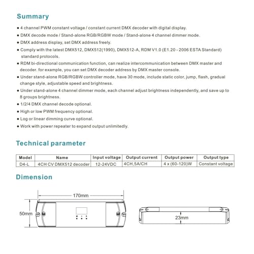 Décodeur DMX512 4CH haute précision RDM tension constante - 2