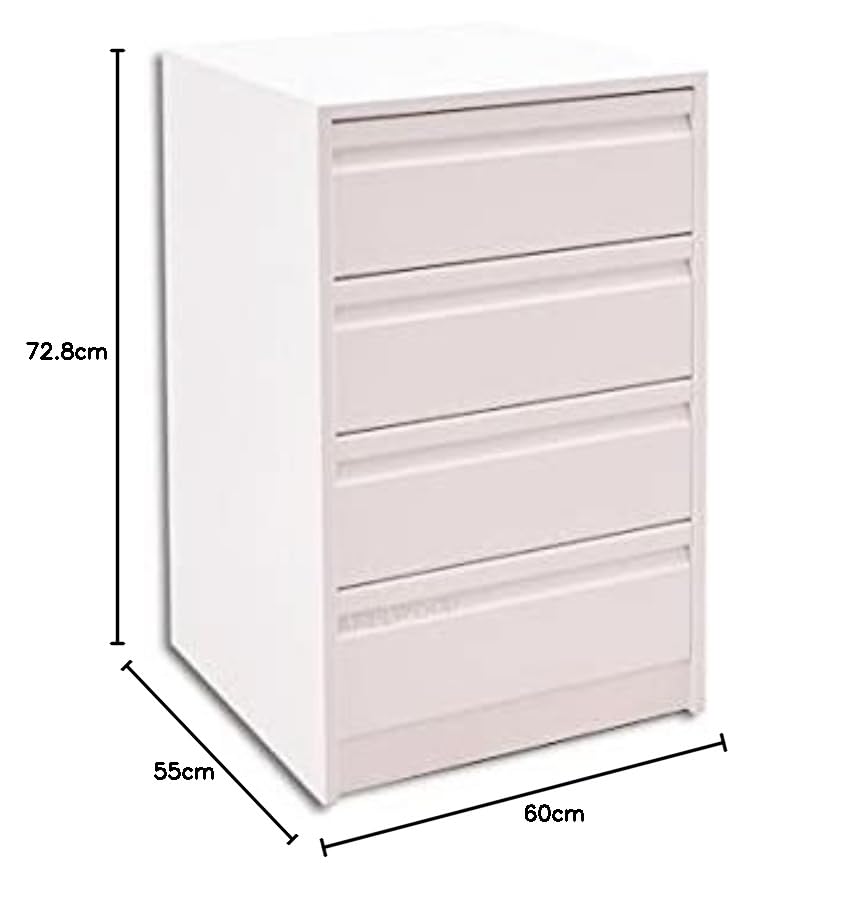 arelwood . com - Cajonera para Armario, Completamente Montada, Frente Postformado, Color Blanco, 55 cm Ancho x 60 cm Fondo - 4 Cajones 16 cm. Alto 72.8 cm. Entrega A PIE DE Calle