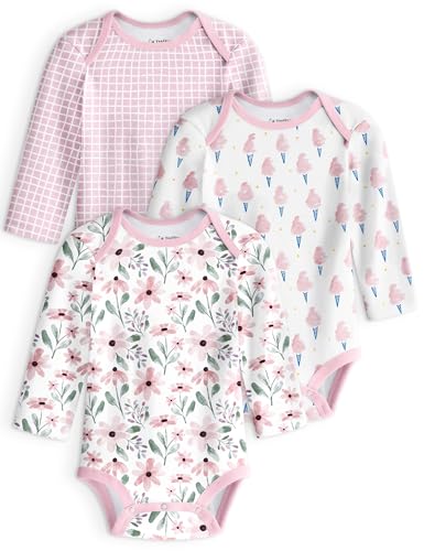 Image of Yoofoss Baby Bodysuits 100% Organic Cotton Baby Onesie Long Sleeve Baby Boys Girls Clothes Soft Newborn Infant Romper, 3 Pack