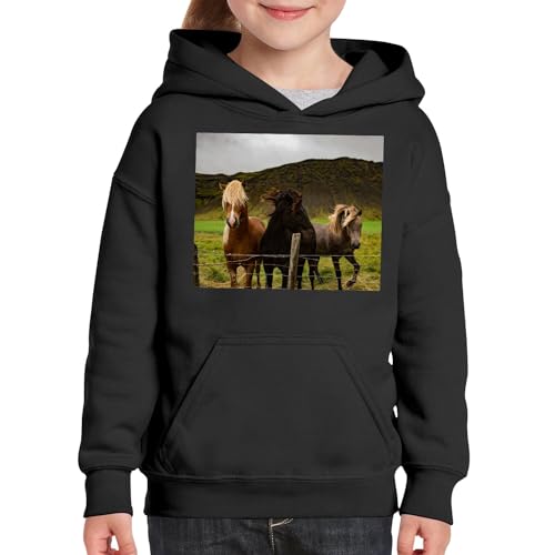 Sweat à capuche enfant chevaux en coton premium chaud et confortable - 3