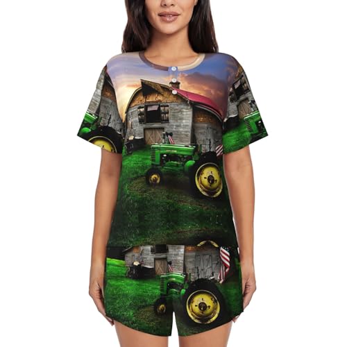 Pyjama femme col rond avec poches pour des soirées cocooning à la campagne