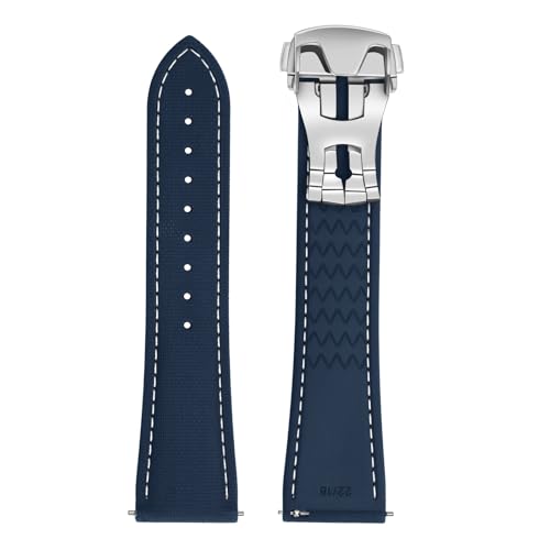 ULLCHRO Watch Strap Watch Band 20mm 22mm Man Waterproof Quick Release Bands Sport Replacement Strap Soft FKM Rubber Watchband (21mm, Navy Blue) by ULLCHRO - Used condition - US$24.52