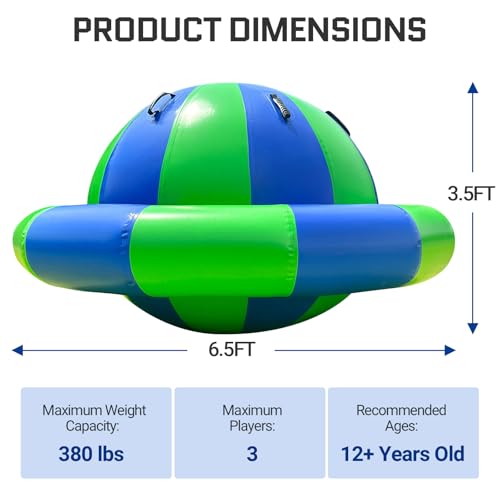 OZIS 6.5 x 3.6 FT Inflatable Dome Rocker Bouncer with 500W Electric Pump, 380 lbs Weight Capacity, 6 Handles, Giant Blow Up Rocking Ball for Garden, Outdoor & Water Play - Thumbnail 2