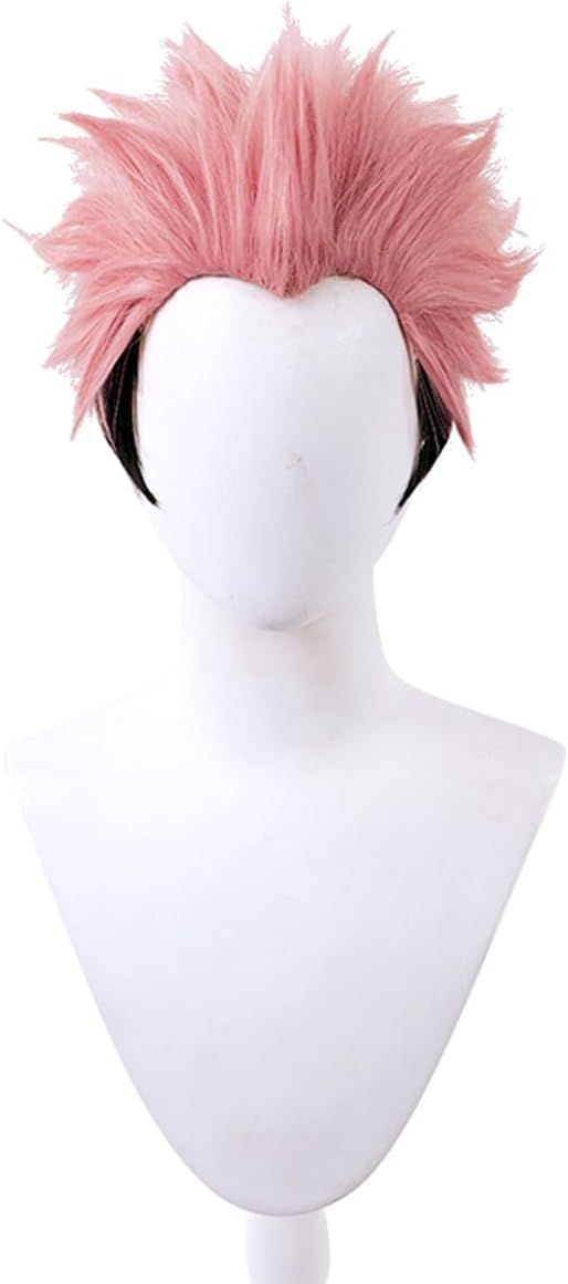 Ryomen Sukuna Wig Cosplay Jujutsu Kaisen Pink Short Hairs for Adult Men Cos JJK Ryomen Sukuna Role Playing Party Halloween,Christmas(Ryomen Sukuna)
