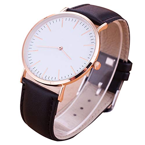 Merssavo Reloj de Cuarzo Reloj de Pulsera de Cuero de PU a Prueba de Agua Reloj de Hombre de Negocios (Negro)