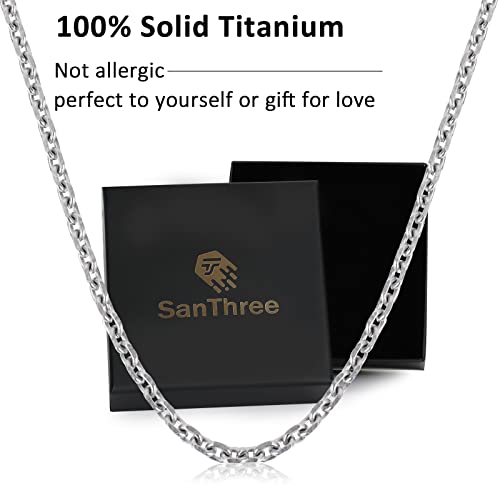 Santhree 7Mm Pure Titanium Angle Oval Chain Necklace, Lobster Lock Skin Friendly Ice-Cut Chain Necklaces For Men & Women Birthday Valentines Anniversary, 24 Inches #TOP4