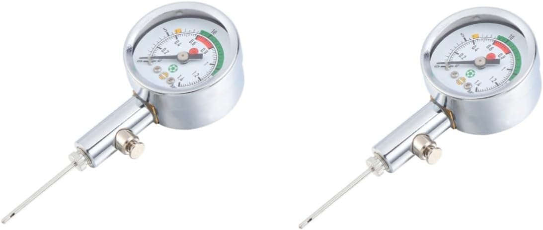 Yardwe 2pcs Ball Pressure Gauge Release Valve Barometer Tool for Volleyballs Basketball Football Soccer No Battery Needed USA Type Needle
