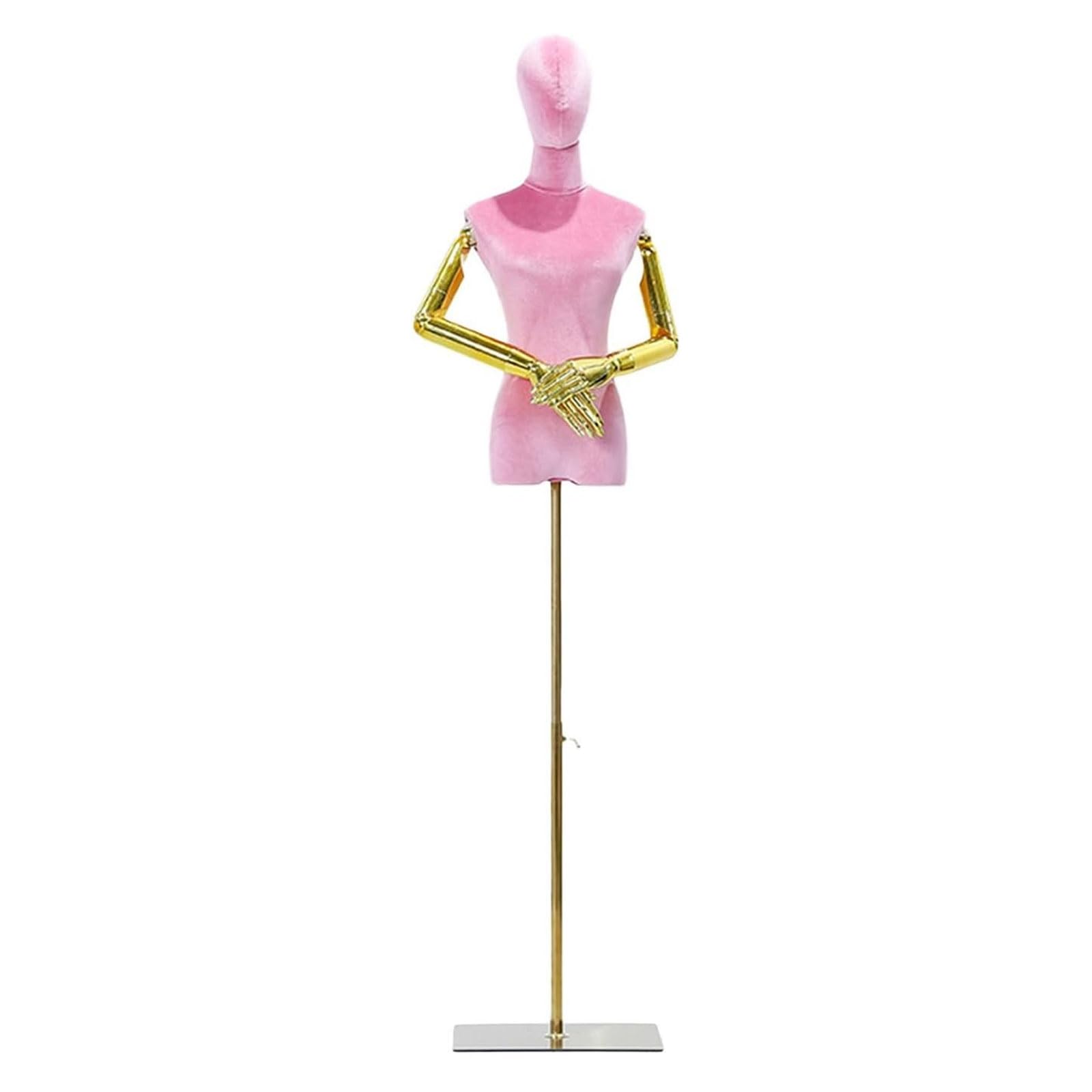 ITOSUI Adjustable Female Mannequin Torso Display, Detachable Dress Form Body, Size B, Gold, Height 140-200cm, Perfect for Fashion Retail, Tailoring, and Boutique Showcases