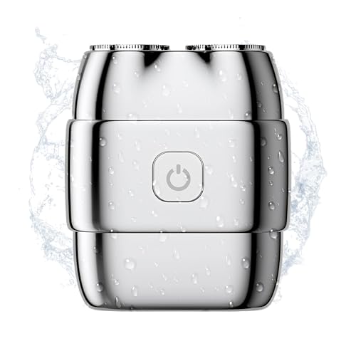 Liakyunf Pequeñas Máquinas De Afeitar Para Hombre - Máquinas de Afeitar Eléctricas para Hombre - Batería de Larga Duración Uso Húmedo y Ligera Cabezal Rotatorio Doble,Para Afeitado Facial Barba Viajes