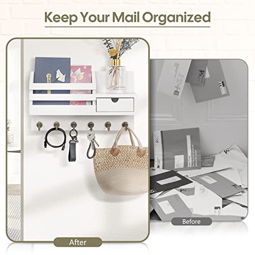 image for FifthQuarter Key Holder Wall Mount: Key and Mail Holder for Wall with 