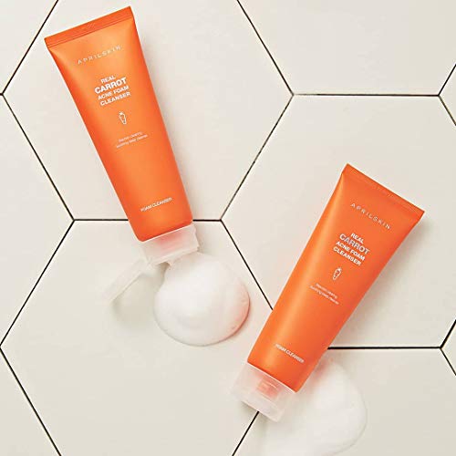APRILSKIN Carrot Acne Foam Cleanser | Oily, sensitive, acne-prone skin | Deep cleans, controls sebum & relieves acne with BHAs | 4.05 oz | Cruelty-Free, No sulfates and artificial fragrance