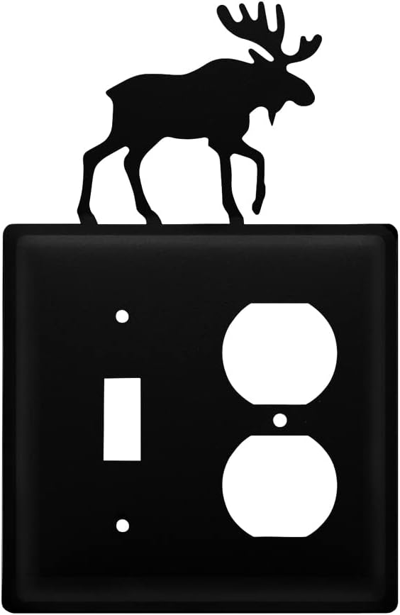Village Wrought Iron ESO-19 8 Inch Moose - Switch-Outlet Cover, Black