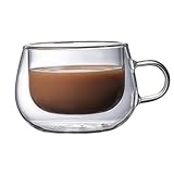 HUVE Doppelschichtglas Borosilicat Transparente Innovative Tasse Altmodische Kaffeetasse