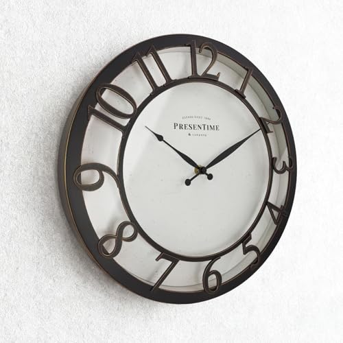Horloge murale vintage chiffres arabes 3D relief 33 cm