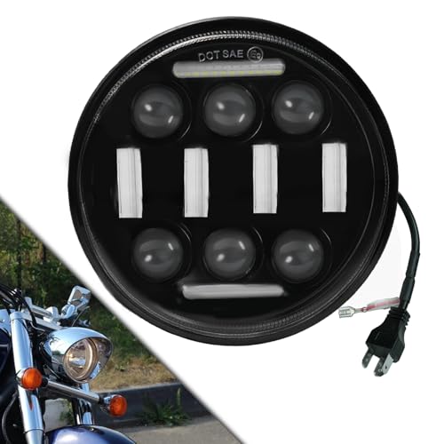 SPBRTBUB headlight assembly Round 5.75 inch headlamp head light for Honda VTX 1300 & VTX 1800 2002-2009, high and low beam 6000K White/Amber DRL,IP68 Waterproof Plug & Play DOT Approved