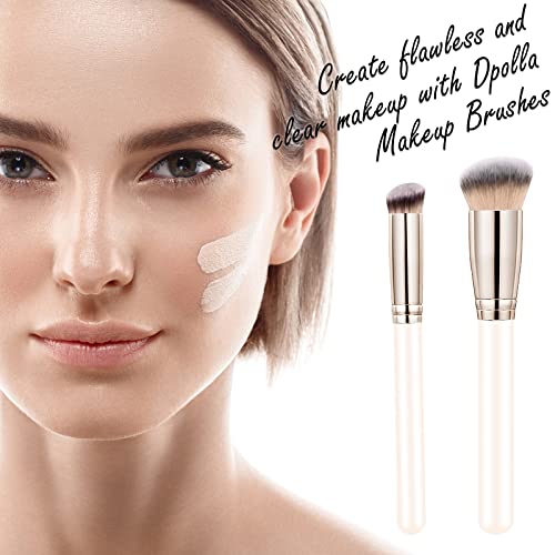 Image of Makeup Brushes Dpolla Pro Foundation Brush and Flawless Concealer Brush Perfect for Any Look Premium Luxe Hair Contour Brush Perfect for Blending Liquid,Buffing,Cream,Sculpting,Mineral Makeup(White)