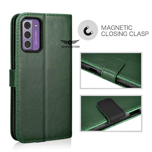 Image of SHINESTAR Nokia G42 5G Flip Back Cover | PU Leather Flip Cover Wallet Case with TPU Silicone Case Back Cover for Nokia G42 5G - Unique Green