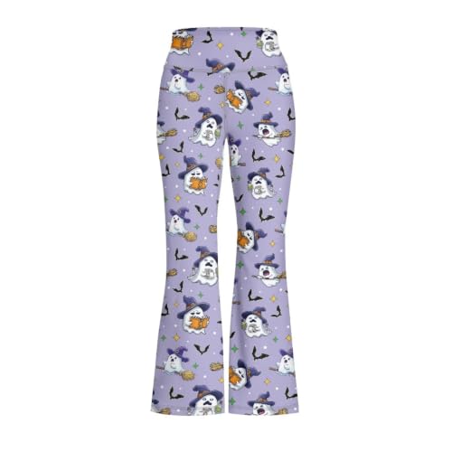 Image of Girls Leggings Floral Print High-Waisted Flared Pants 5-14 Years