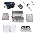 AMS Fireplace Lion 32" Grill Package w/double door, Roll-Out Propane Tank and double side burner | NG