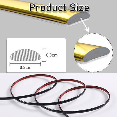 6M Silber Zierleisten Selbstklebend,Selbstklebend Chromleiste,Selbstklebend Leisten für Wand, Decke, Boden, Schränke, Fliesen, Kanten