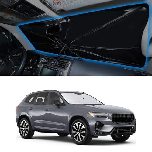 Image of Windshield Sun Shade Umbrella for 2018-2026 XC60 for Volvo | Full covered for windshield, Block UV Rays, Heat Reduction, Easy to install, Durable & Fold Up Small
