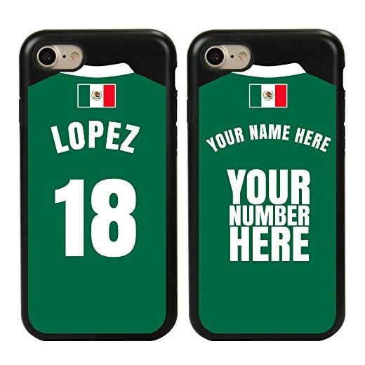 Guard Dog Custom Mexico Flag Soccer Jersey Cases for iPhone 7/8 / SE Personalized Sports – Your Name and Number on a Protective Hybrid Phone Case