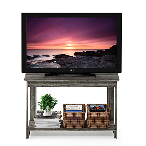 Image of Furinno Beginning TV Stand, 2-Tier Rectangular Entertainment Center with Shelf, TV Console for TV up to 36 Inch, Open Back, for Living Room, Bedroom, French Oak