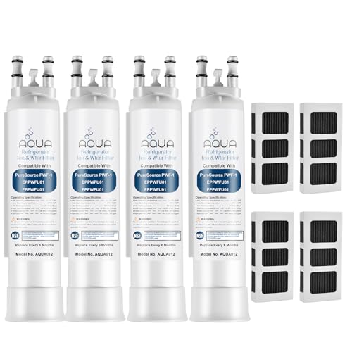 Image of FPPWFU01 Water Filter Replacement Compatible with EPPWF01 PureAdvantage PWF-1 FPPWFU01 PurePour PWF-1Refrigerator Water Filter & PureAir Ultra II PAULTRA2 Air Filter Combo(4+4-Combo)