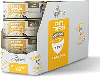 Applaws Taste Toppers 100% Natural Wet Dog Food Topper, Chicken in Broth 156g Tin (12 x 156g Tins)