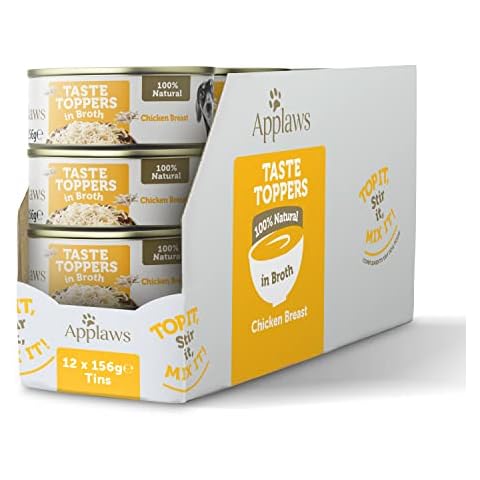 Applaws Taste Toppers 100% natürliche nasse Hundefutter Topper, Huhn in Brühe 156g Tin (12 x 156g Dosen) Cover