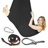 Hoypeyfiy Schwarze Yoga-Hängematte 280 × 150 cm, Inklusive Zubehör, ein Vielseitiges Trainingsgerät, das sich für Heimfitness und Yogastudios Eignet