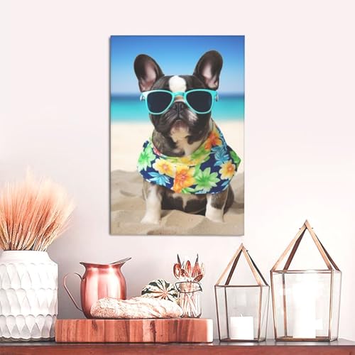 Toile bouledogue français pour habiller un mur vide avec style