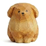 OKKRMGZ Golden Retriever Figurine Wooden Mini Statue Dog Figurines Animal Figures Home Decor Handmade Carved Collectible Unique Small Tabletop Ornament for Dog Lovers 1.6''