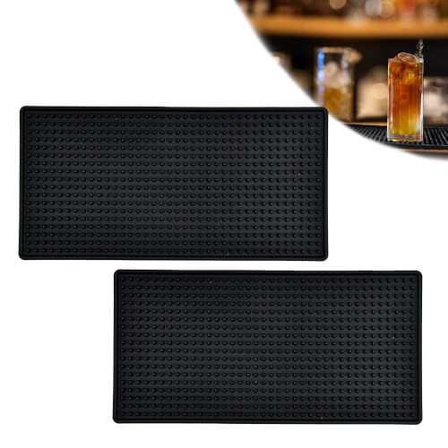 Favengo 2 Pcs Rubber Bar Mat 30*15cm Non-Slip Bar Service Spill Mat Restaurant Kitchen Counter Bars Pad Antiskid Drying Dish Mats Bars Table Mat Bar Drip Mats Trim Bar Rail Runners for Bar Restaurant