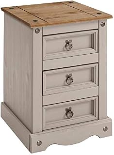 Mercers Furniture Corona Grey Wax Medium 3 Drawer Bedside Table